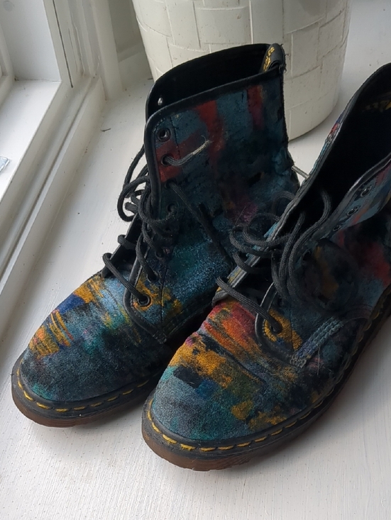 Dr. Martens Shoes - Rare Dr. Martens Women's Multicolor Velvet 8 Hole Boots Size 7